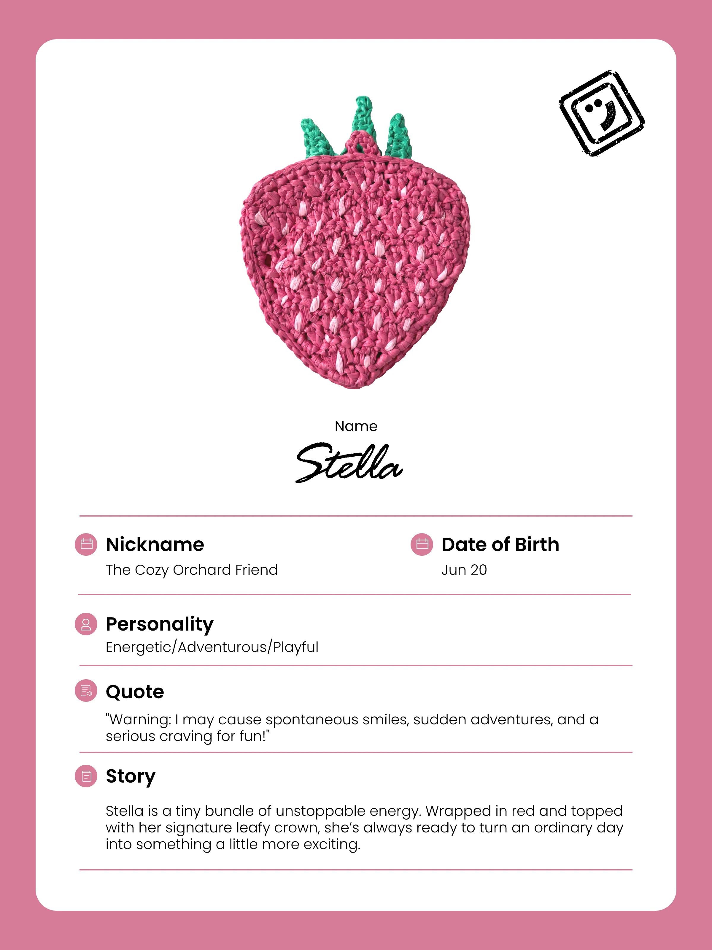 identify card and story of stellar the strawberry charm from joybit.art
